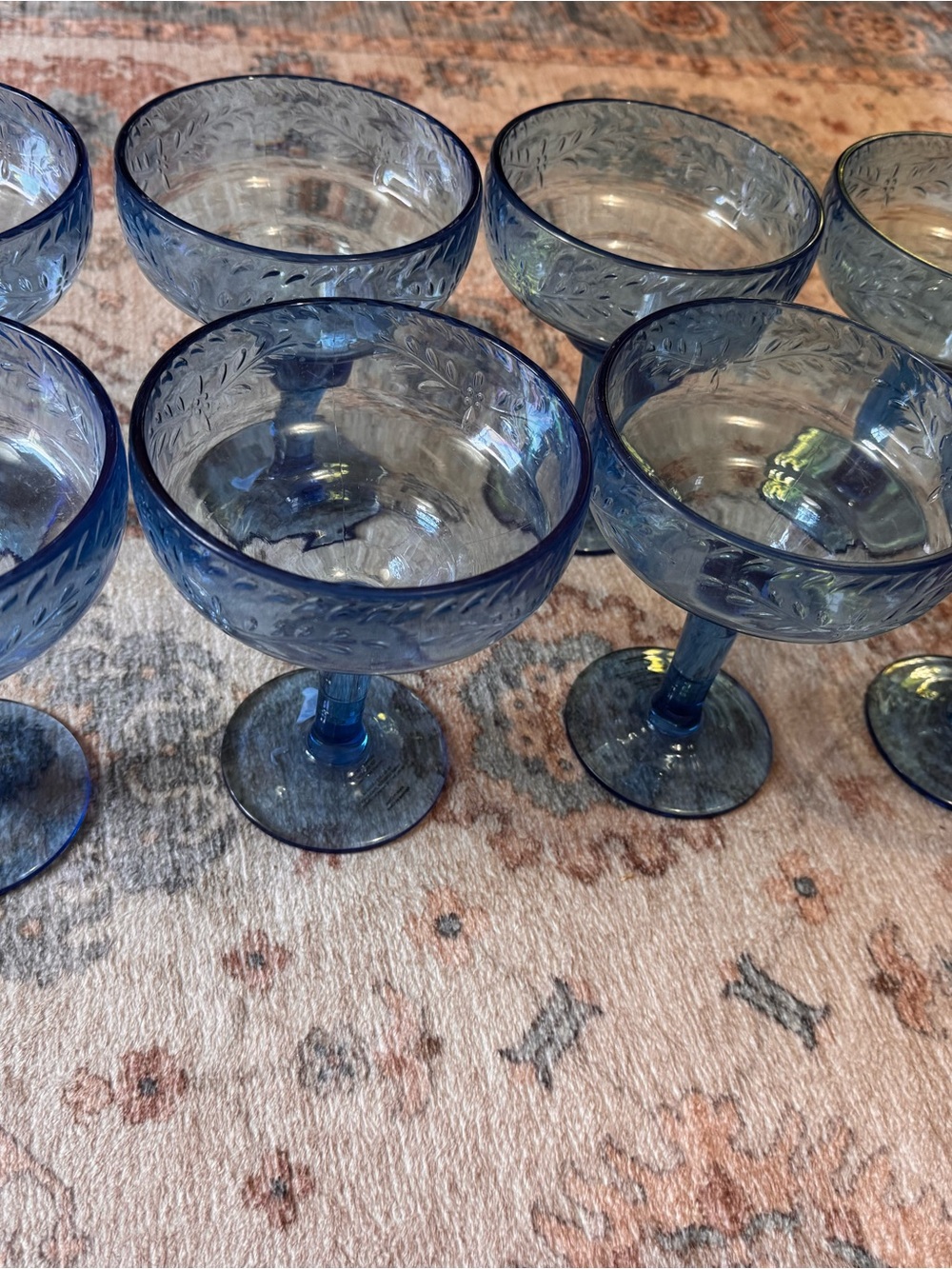 Set of 8 Blue Margarita Glasses- Plastic- Outdoor Parties